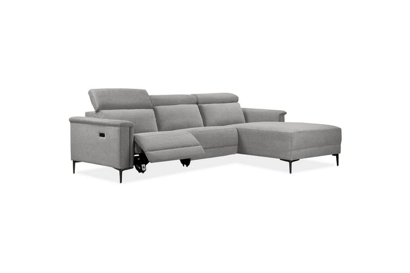 Hjørnesofa 3-seter Lund Lys grå, Belfast-stoff, Høyre Elektrisk Recliner - Lys grå, Belfast-stoff, Høyre Elektrisk Recliner - Møbler - Sofaer - Reclinersofaer