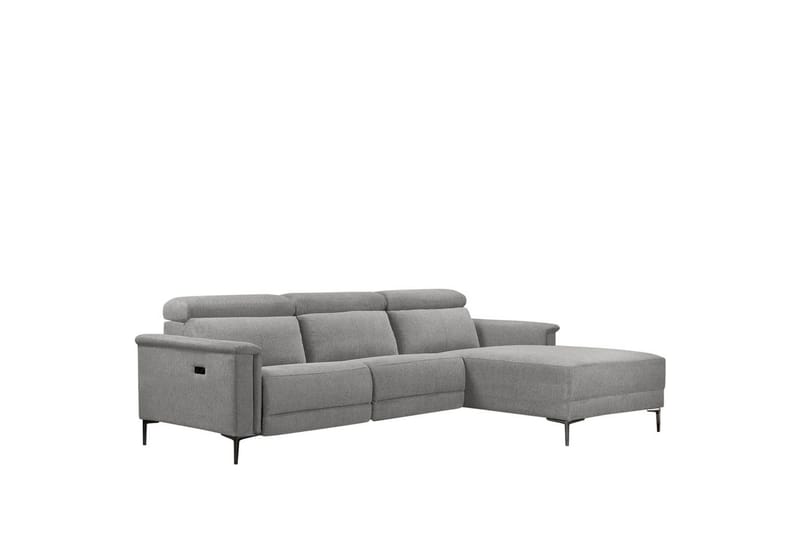 Hjørnesofa 3-seter Lund Lys grå, Belfast-stoff, Høyre Elektrisk Recliner - Lys grå, Belfast-stoff, Høyre Elektrisk Recliner - Møbler - Sofaer - Reclinersofaer