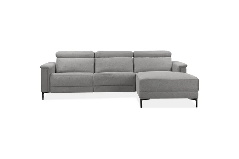 Hjørnesofa 3-seter Lund Lys grå, Belfast-stoff, Høyre Elektrisk Recliner - Lys grå, Belfast-stoff, Høyre Elektrisk Recliner - Møbler - Sofaer - Reclinersofaer