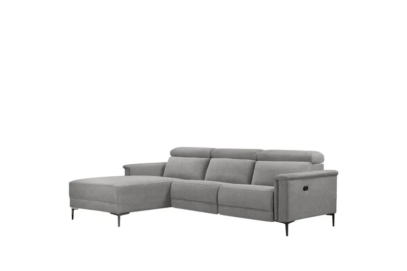Hjørnesofa 3-seter Lund Lys grå, Belfast-stoff, Venstre Manuell Recliner - Lys grå, Belfast-stoff, Venstre Manuell Recliner - Møbler - Sofaer - Reclinersofaer