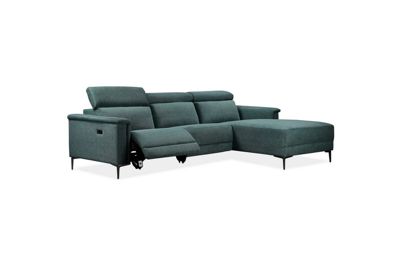 Hjørnesofa 3-seter Lund Mørk grønn, Belfast-stoff, Høyre Elektrisk Recliner - Mørk grønn, Belfast-stoff, Høyre Elektrisk Recliner - Møbler - Sofaer - Reclinersofaer