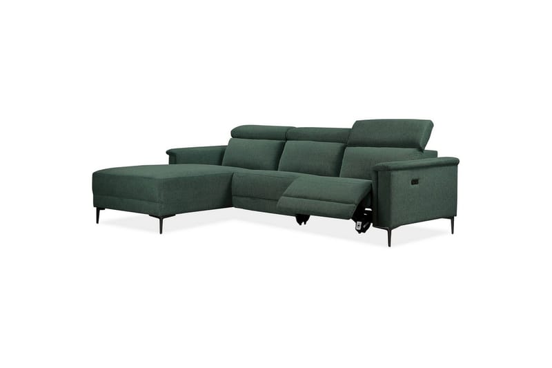 Hjørnesofa 3-seter Lund Mørk grønn, Belfast-stoff, Venstre Elektrisk Recliner - Mørk grønn, Belfast-stoff, Venstre Elektrisk Recliner - Møbler - Sofaer - Reclinersofaer