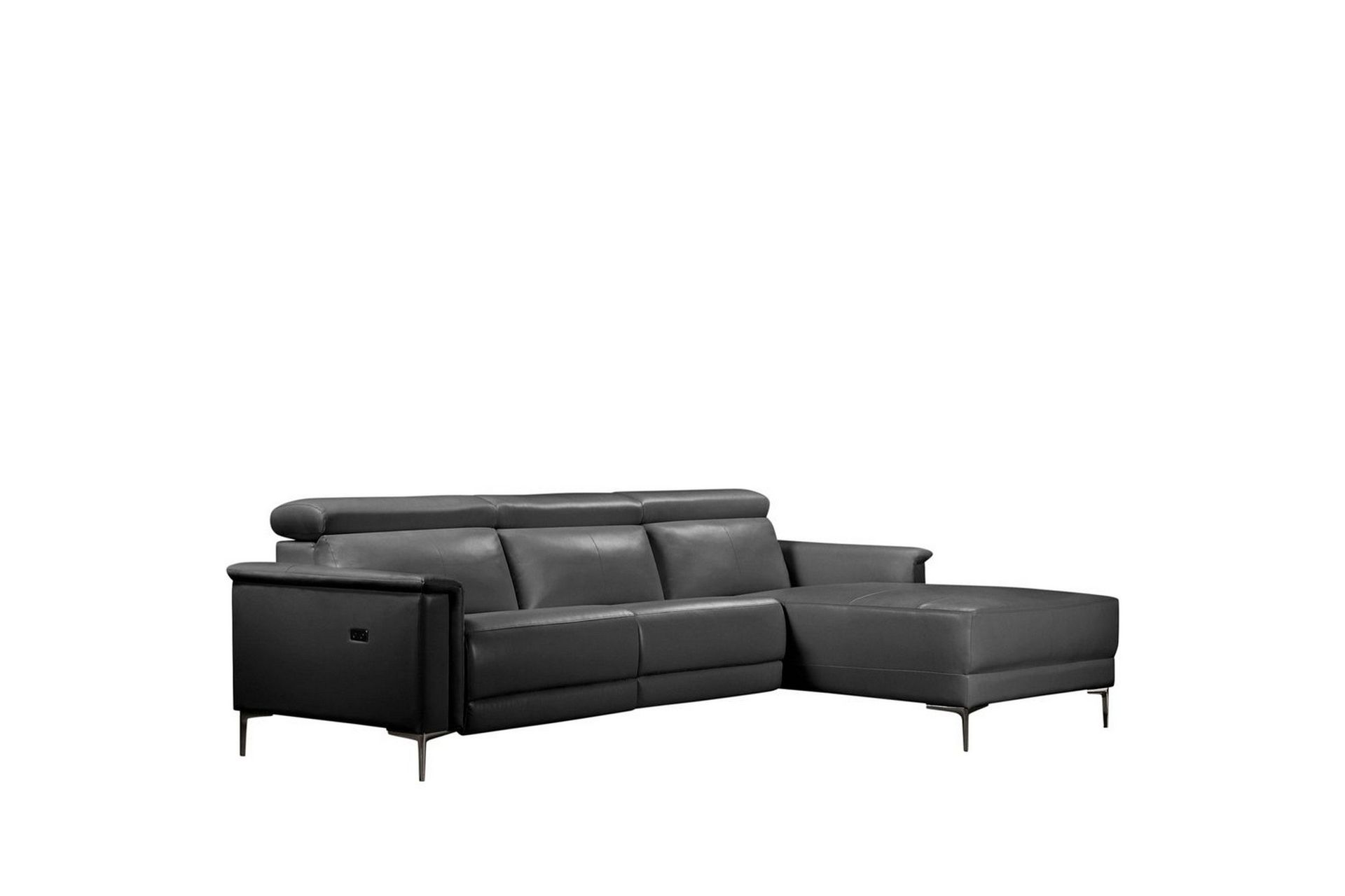Hjørnesofa 3-seter Lund Svart, Lær/PU, Høyre Elektrisk Recliner - Svart, Lær/PU, Høyre Elektrisk Recliner