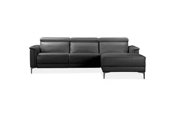 Hjørnesofa 3-seter Lund Svart, Lær/PU, Høyre Elektrisk Recliner - Svart, Lær/PU, Høyre Elektrisk Recliner - Møbler - Sofaer - Skinnsofaer