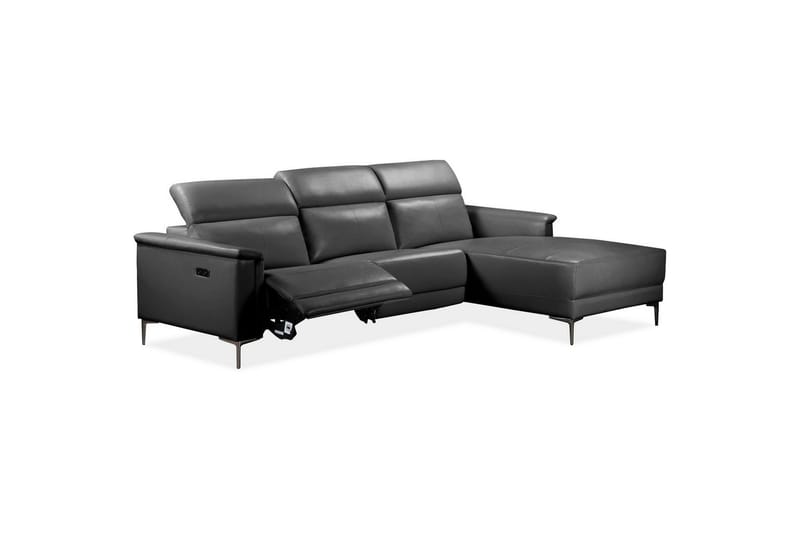 Hjørnesofa 3-seter Lund Svart, Lær/PU, Høyre Elektrisk Recliner - Svart, Lær/PU, Høyre Elektrisk Recliner - Møbler - Sofaer - Skinnsofaer
