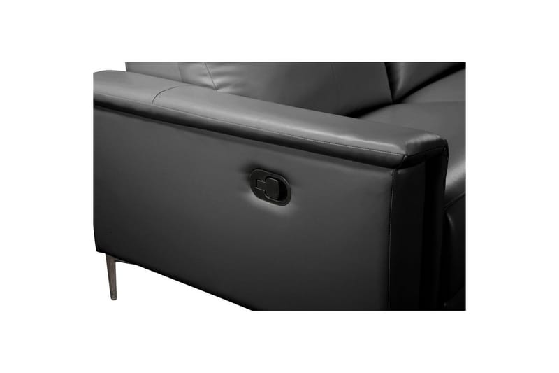 Hjørnesofa 3-seter Lund Svart, Lær/PU, Høyre Manuell Recliner - Svart, Lær/PU, Høyre Manuell Recliner - Møbler - Sofaer - Skinnsofaer