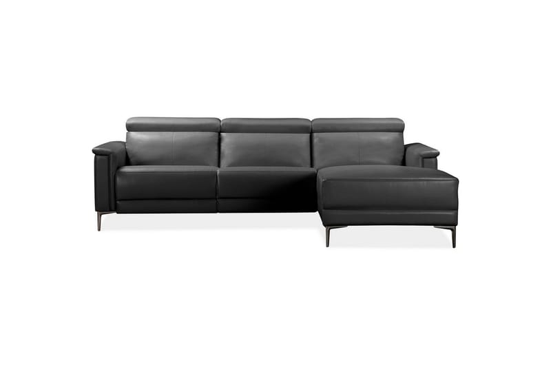 Hjørnesofa 3-seter Lund Svart, Lær/PU, Høyre Manuell Recliner - Svart, Lær/PU, Høyre Manuell Recliner - Møbler - Sofaer - Skinnsofaer