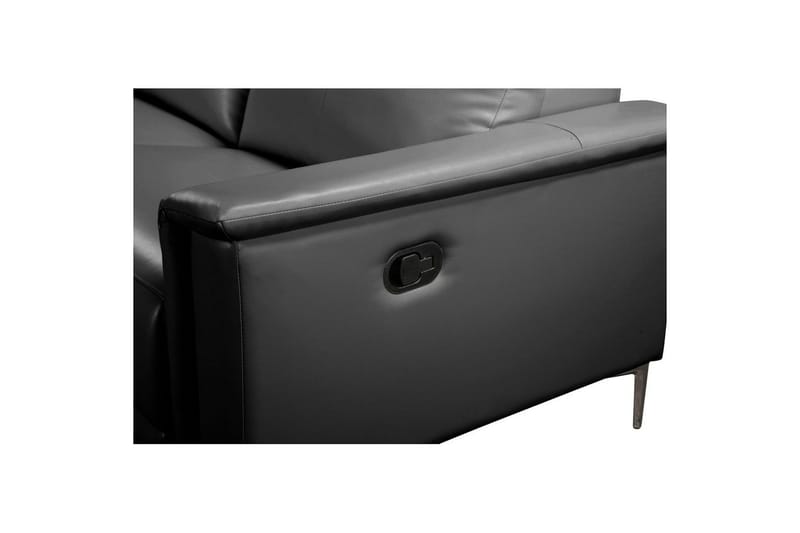 Hjørnesofa 3-seter Lund Svart, Lær/PU, Venstre Manuell Recliner - Svart, Lær/PU, Venstre Manuell Recliner - Møbler - Sofaer - Skinnsofaer
