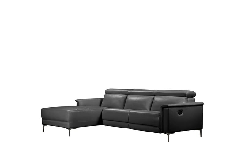 Hjørnesofa 3-seter Lund Svart, Lær/PU, Venstre Manuell Recliner - Svart, Lær/PU, Venstre Manuell Recliner - Møbler - Sofaer - Skinnsofaer
