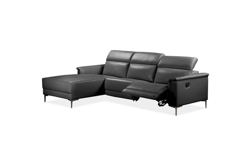 Hjørnesofa 3-seter Lund Svart, Lær/PU, Venstre Manuell Recliner - Svart, Lær/PU, Venstre Manuell Recliner - Møbler - Sofaer - Skinnsofaer
