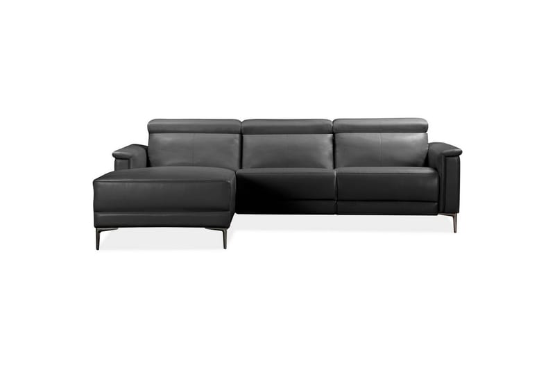 Hjørnesofa 3-seter Lund Svart, Lær/PU, Venstre Manuell Recliner - Svart, Lær/PU, Venstre Manuell Recliner - Møbler - Sofaer - Skinnsofaer