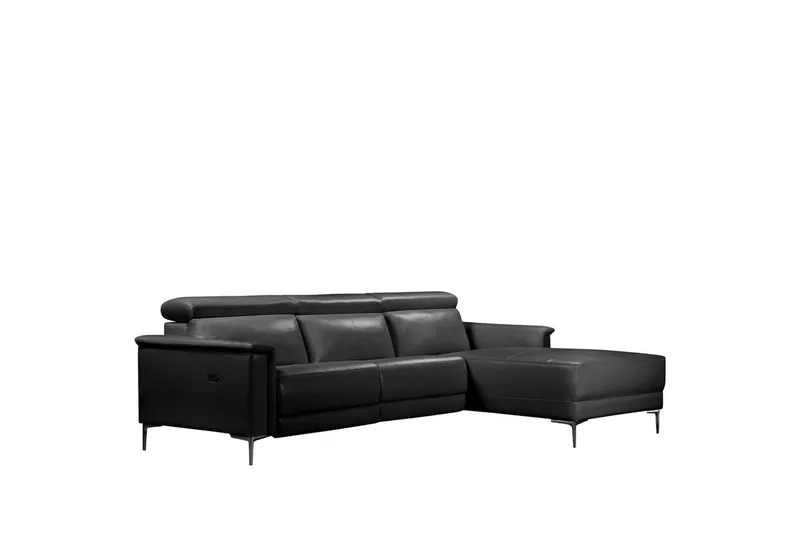 Hjørnesofa 3-seter Lund Svart, PU, Høyre Elektrisk Recliner - Svart, PU, Høyre Elektrisk Recliner - Møbler - Sofaer - Skinnsofaer