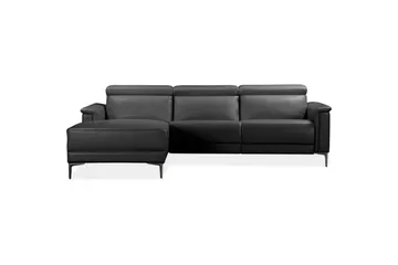 Hjørnesofa 3-seter Lund Svart, PU, Venstre Elektrisk Recliner - Svart, PU, Venstre Elektrisk Recliner - Møbler - Sofaer - Skinnsofaer