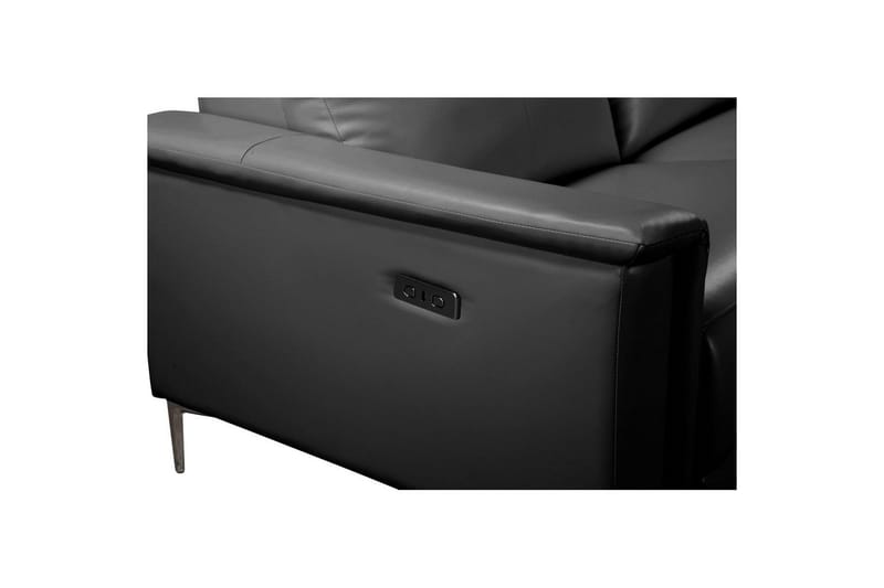 Hjørnesofa 3-seter Lund Svart, PU, Høyre Elektrisk Recliner - Svart, PU, Høyre Elektrisk Recliner - Møbler - Sofaer - Skinnsofaer