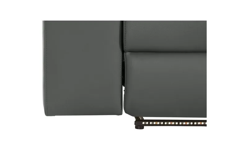 Hjørnesofa 3-seter Rayland Grå, Lær/PU, Høyre Elektrisk Recliner - Grå, Lær/PU, Høyre Elektrisk Recliner - Møbler - Sofaer - Skinnsofaer