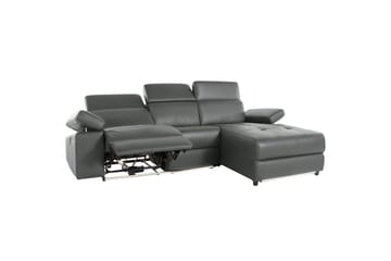 Hjørnesofa 3-seter Rayland Grå, Lær/PU, Høyre Elektrisk Recliner - Grå, Lær/PU, Høyre Elektrisk Recliner - Møbler - Sofaer - Skinnsofaer