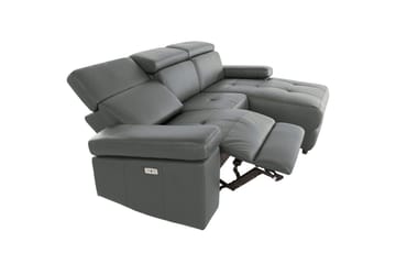 Hjørnesofa 3-seter Rayland Grå, Lær/PU, Høyre Elektrisk Recliner - Grå, Lær/PU, Høyre Elektrisk Recliner - Møbler - Sofaer - Skinnsofaer