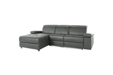 Hjørnesofa 3-seter Rayland Grå, Lær/PU, Venstre Elektrisk Recliner