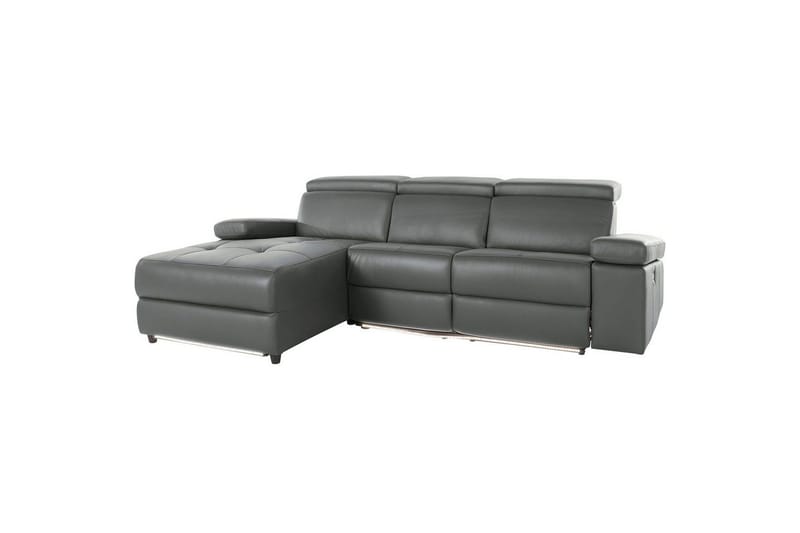 Hjørnesofa 3-seter Rayland Grå, Lær/PU, Venstre Elektrisk Recliner - Grå, Lær/PU, Venstre Elektrisk Recliner - Møbler - Sofaer - Skinnsofaer