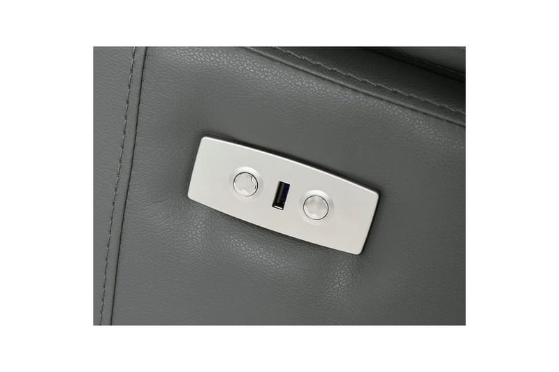 Hjørnesofa 3-seter Rayland Grå, Lær/PU, Venstre Elektrisk Recliner - Grå, Lær/PU, Venstre Elektrisk Recliner - Møbler - Sofaer - Skinnsofaer