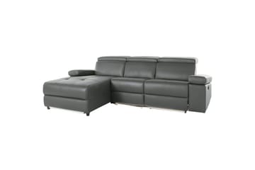 Hjørnesofa 3-seter Rayland Grå, Lær/PU, Venstre Manuell Recliner