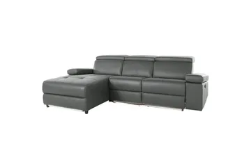 Hjørnesofa 3-seter Rayland Grå, Lær/PU, Venstre Manuell Recliner