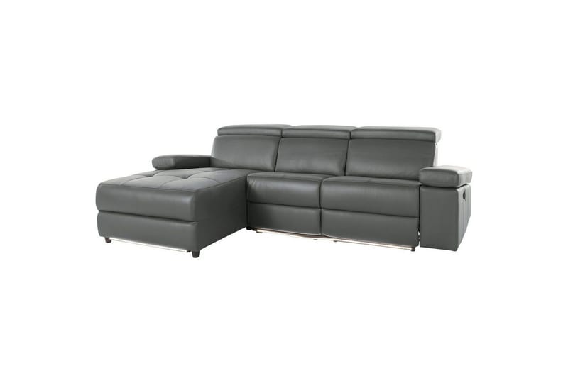 Hjørnesofa 3-seter Rayland Grå, Lær/PU, Venstre Manuell Recliner - Grå, Lær/PU, Venstre Manuell Recliner - Møbler - Sofaer - Skinnsofaer