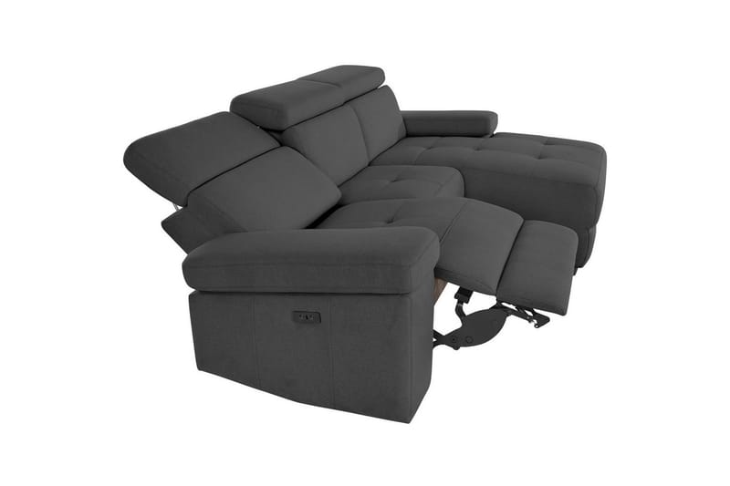 Hjørnesofa 3-seter Rayland Grå, Sunday Stoff, Høyre Elektrisk Recliner - Grå, Sunday Stoff, Høyre Elektrisk Recliner - Møbler - Sofaer - Reclinersofaer