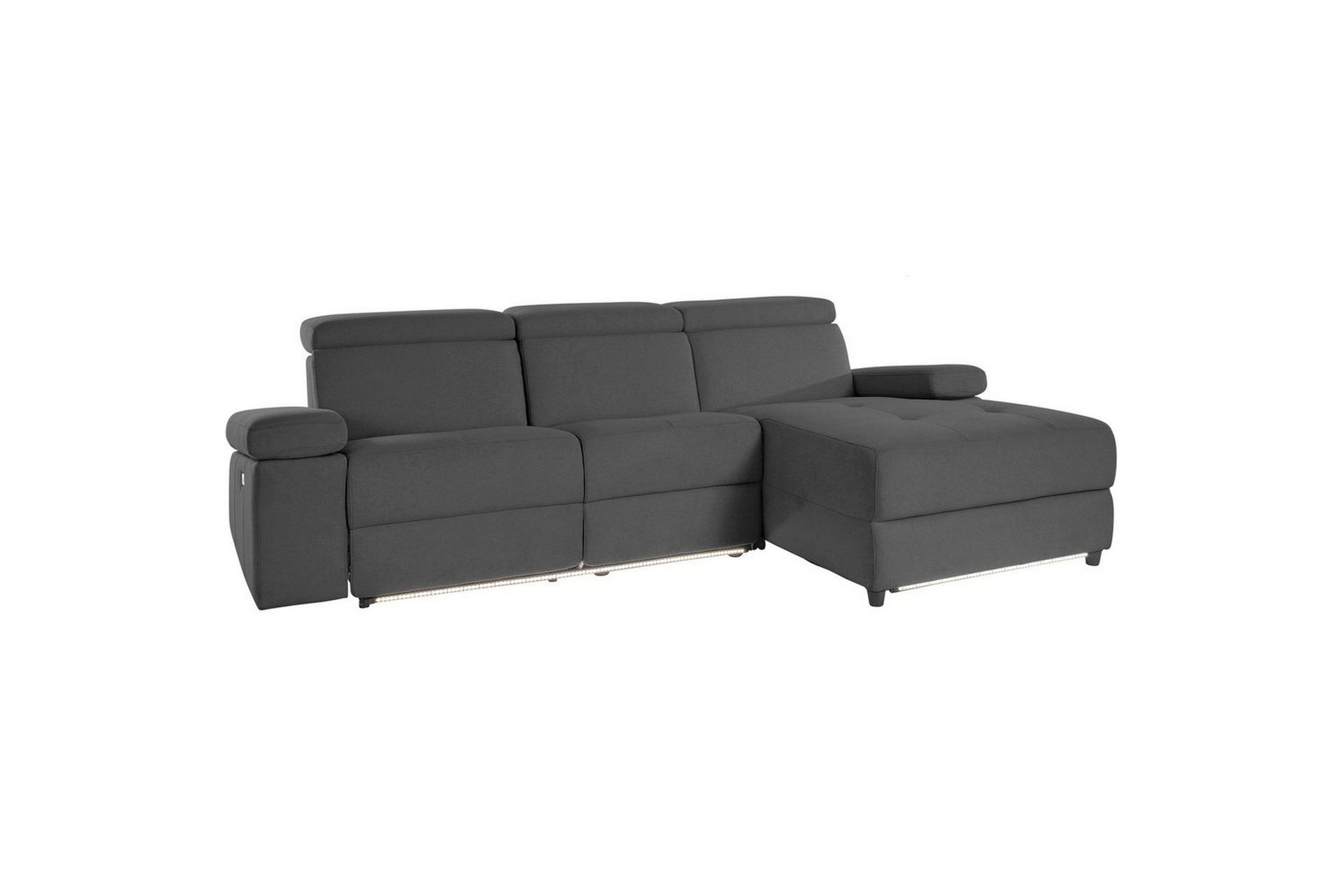 Hjørnesofa 3-seter Rayland Grå, Sunday Stoff, Høyre Elektrisk Recliner - Grå, Sunday Stoff, Høyre Elektrisk Recliner