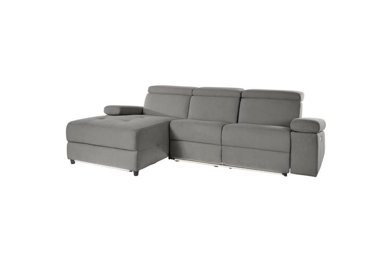 Hjørnesofa 3-seter Rayland Grå, Sunday Stoff, Venstre Elektrisk Recliner - Grå, Sunday Stoff, Venstre Elektrisk Recliner - Møbler - Sofaer - Reclinersofaer