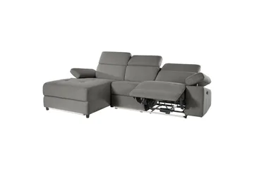 Hjørnesofa 3-seter Rayland Grå, Sunday Stoff, Venstre Manuell Recliner - Grå, Sunday Stoff, Venstre Manuell Recliner - Møbler - Sofaer - Reclinersofaer