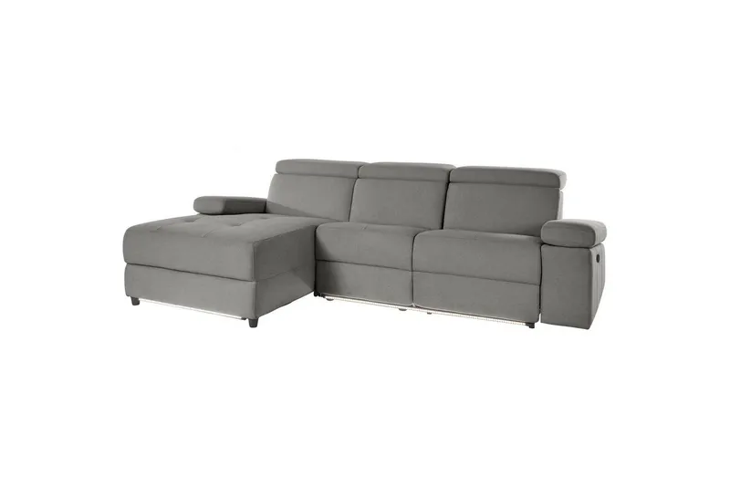 Hjørnesofa 3-seter Rayland Grå, Sunday Stoff, Venstre Manuell Recliner, Grå, Sunday Stoff, Venstre Manuell Recliner