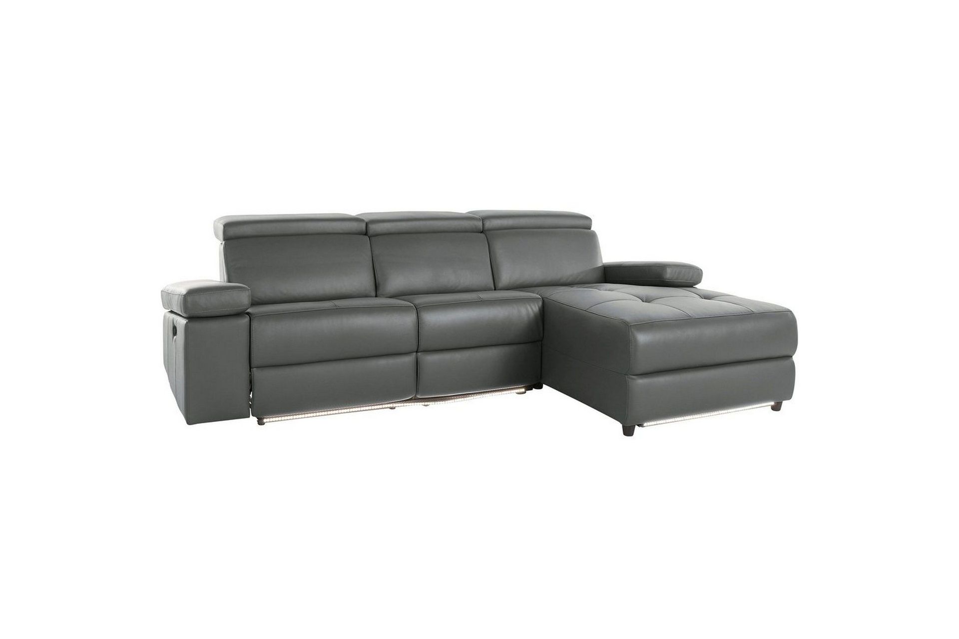 Hjørnesofa 3-seter Rayland Grå, PU, Høyre Manuell Recliner - Grå, PU, Høyre Manuell Recliner