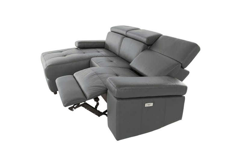 Hjørnesofa 3-seter Rayland Grå, PU, Venstre Elektrisk Recliner - Grå, PU, Venstre Elektrisk Recliner - Møbler - Sofaer - Skinnsofaer