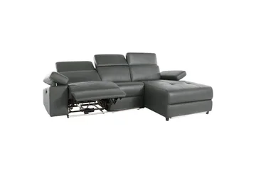 Hjørnesofa 3-seter Rayland Grå, PU, Høyre Manuell Recliner - Grå, PU, Høyre Manuell Recliner - Møbler - Sofaer - Skinnsofaer