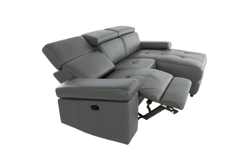 Hjørnesofa 3-seter Rayland Grå, PU, Høyre Manuell Recliner - Grå, PU, Høyre Manuell Recliner - Møbler - Sofaer - Skinnsofaer