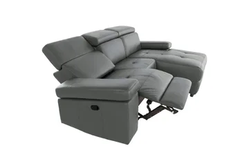 Hjørnesofa 3-seter Rayland Grå, PU, Høyre Manuell Recliner - Grå, PU, Høyre Manuell Recliner - Møbler - Sofaer - Skinnsofaer