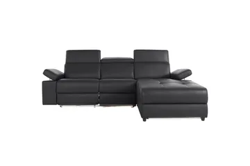 Hjørnesofa 3-seter Rayland Svart, Lær/PU, Høyre Manuell Recliner - Svart, Lær/PU, Høyre Manuell Recliner - Møbler - Sofaer - Skinnsofaer