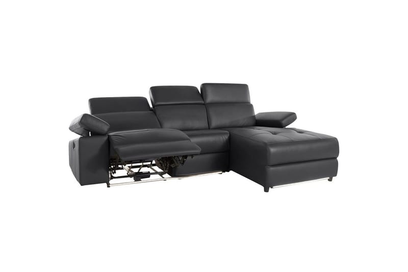 Hjørnesofa 3-seter Rayland Svart, Lær/PU, Høyre Manuell Recliner - Svart, Lær/PU, Høyre Manuell Recliner - Møbler - Sofaer - Reclinersofaer