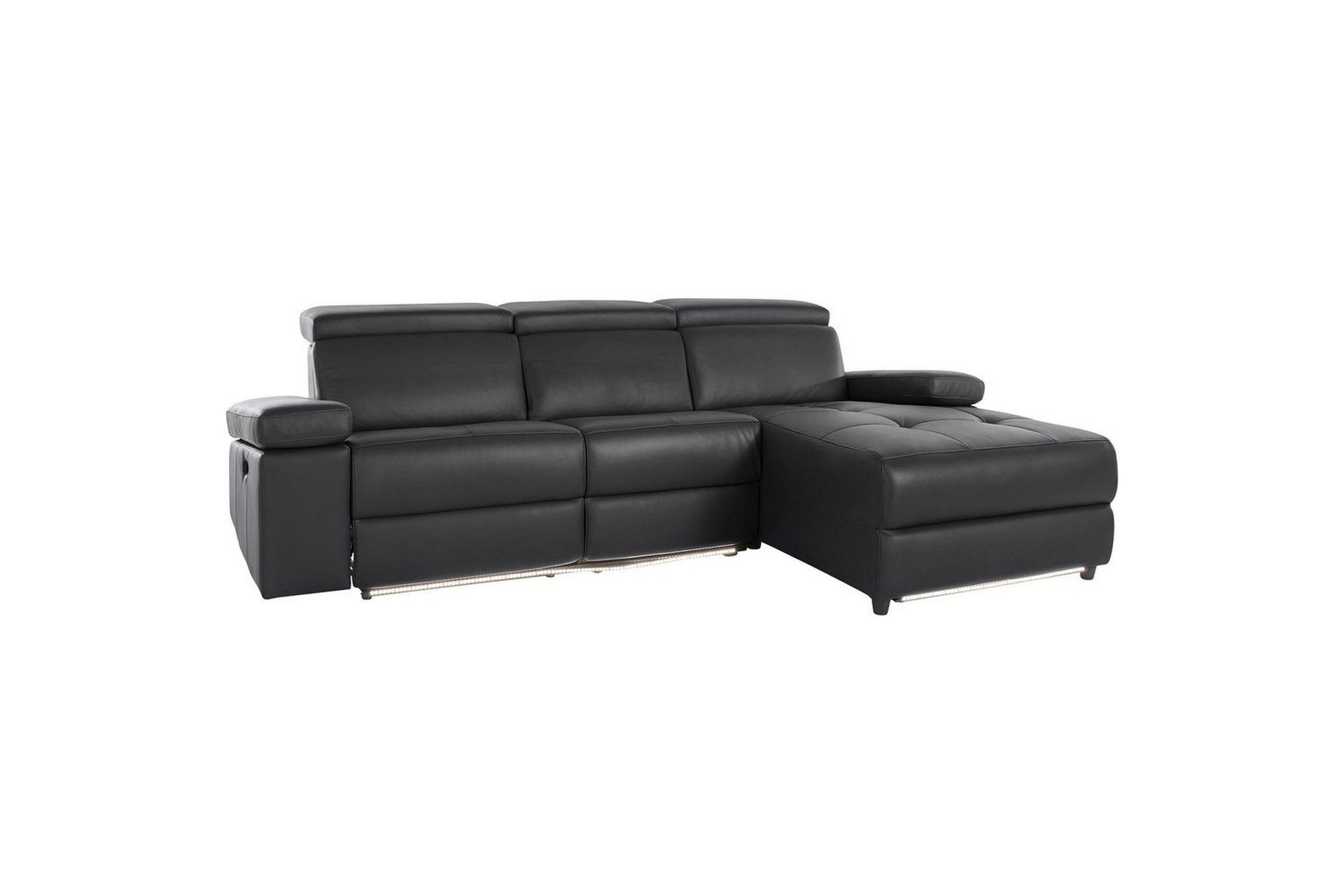 Hjørnesofa 3-seter Rayland Svart, Lær/PU, Høyre Manuell Recliner - Svart, Lær/PU, Høyre Manuell Recliner