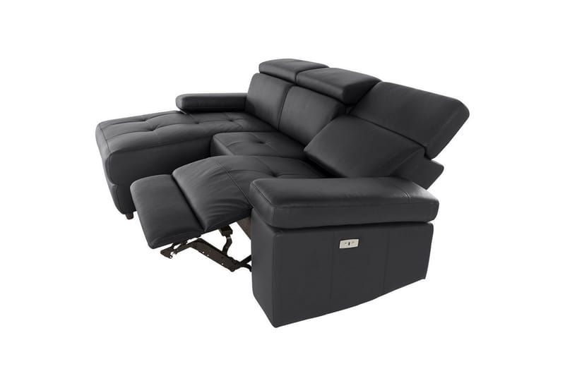 Hjørnesofa 3-seter Rayland Svart, PU, Venstre Elektrisk Recliner - Svart, PU, Venstre Elektrisk Recliner - Møbler - Sofaer - Skinnsofaer