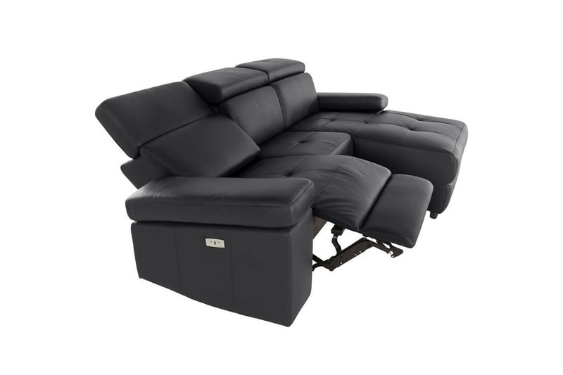 Hjørnesofa 3-seter Rayland Svart, PU, Høyre Elektrisk Recliner - Svart, PU, Høyre Elektrisk Recliner - Møbler - Sofaer - Skinnsofaer