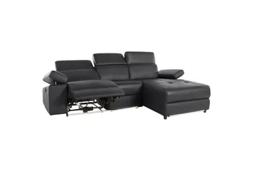 Hjørnesofa 3-seter Rayland Svart, PU, Høyre Manuell Recliner - Svart, PU, Høyre Manuell Recliner - Møbler - Sofaer - Skinnsofaer