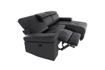 Hjørnesofa 3-seter Rayland Svart, PU, Høyre Manuell Recliner - Svart, PU, Høyre Manuell Recliner - Møbler - Sofaer - Skinnsofaer