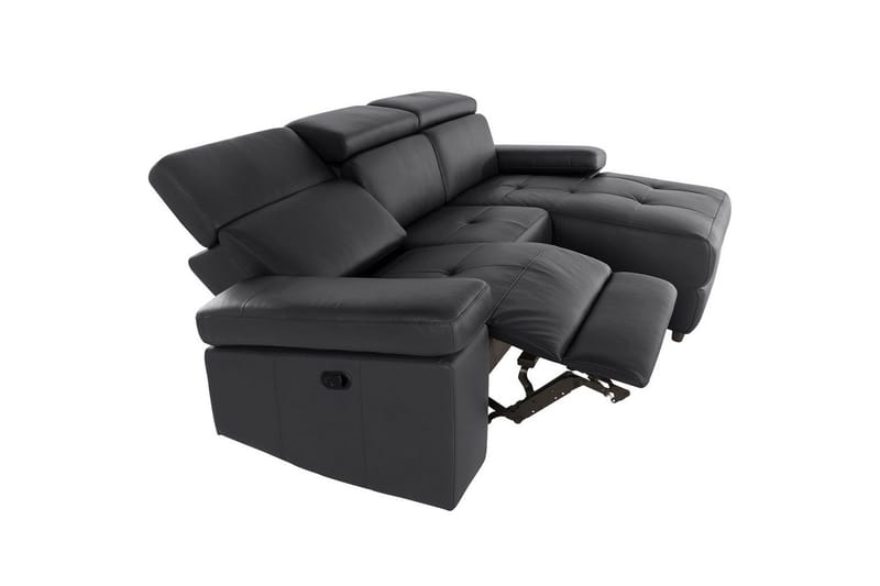 Hjørnesofa 3-seter Rayland Svart, PU, Høyre Manuell Recliner - Svart, PU, Høyre Manuell Recliner - Møbler - Sofaer - Skinnsofaer
