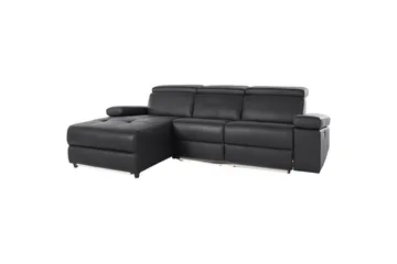 Hjørnesofa 3-seter Rayland Svart, PU, Venstre Elektrisk Recliner