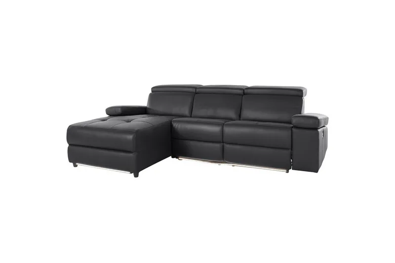 Hjørnesofa 3-seter Rayland Svart, PU, Venstre Elektrisk Recliner - Svart, PU, Venstre Elektrisk Recliner - Møbler - Sofaer - Skinnsofaer