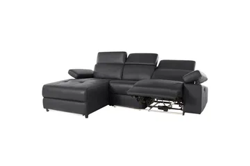 Hjørnesofa 3-seter Rayland Svart, PU, Venstre Manuell Recliner - Svart, PU, Venstre Manuell Recliner - Møbler - Sofaer - Skinnsofaer