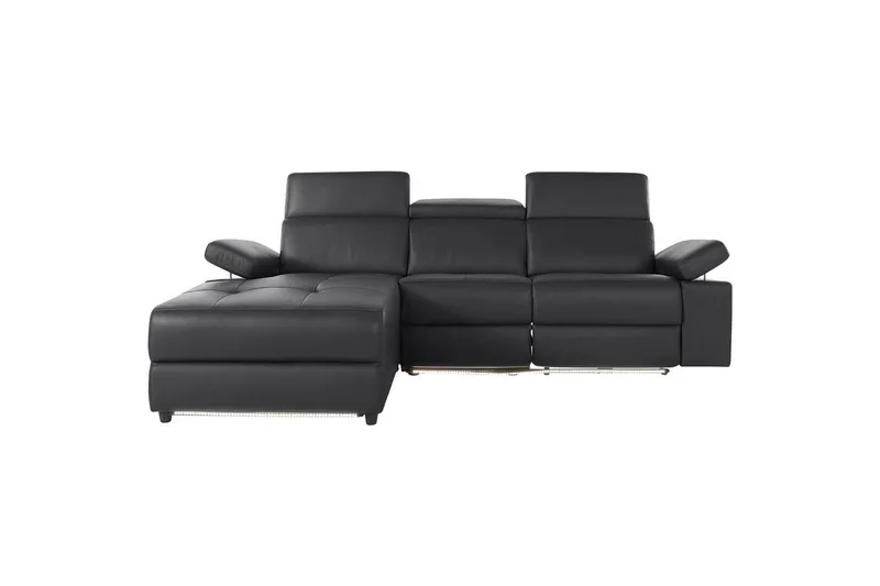 Hjørnesofa 3-seter Rayland Svart, PU, Venstre Manuell Recliner - Svart, PU, Venstre Manuell Recliner - Møbler - Sofaer - Skinnsofaer