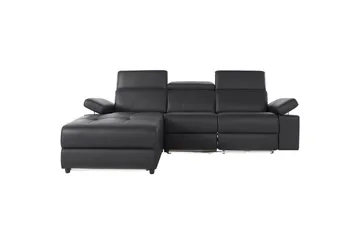 Hjørnesofa 3-seter Rayland Svart, PU, Venstre Manuell Recliner - Svart, PU, Venstre Manuell Recliner - Møbler - Sofaer - Skinnsofaer